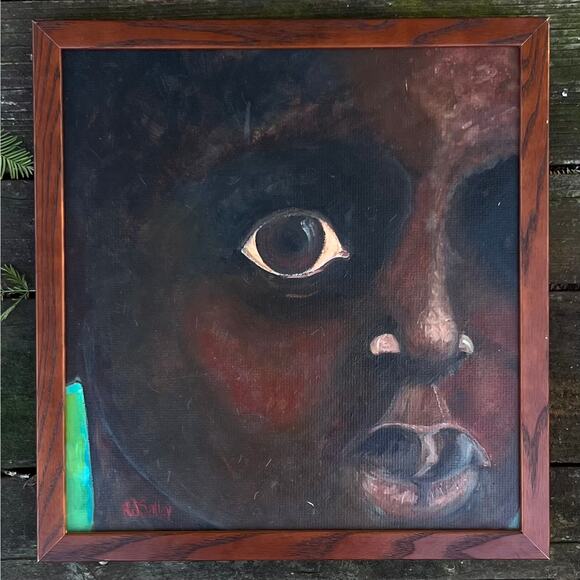 Raél Jero Salley Signed Original Framed Oil Painting Portrait Black Child Canvas - Picture 14 of 14